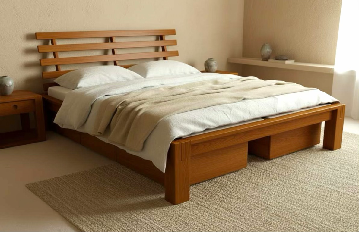 Tatami Bed w/Slatted Headboard