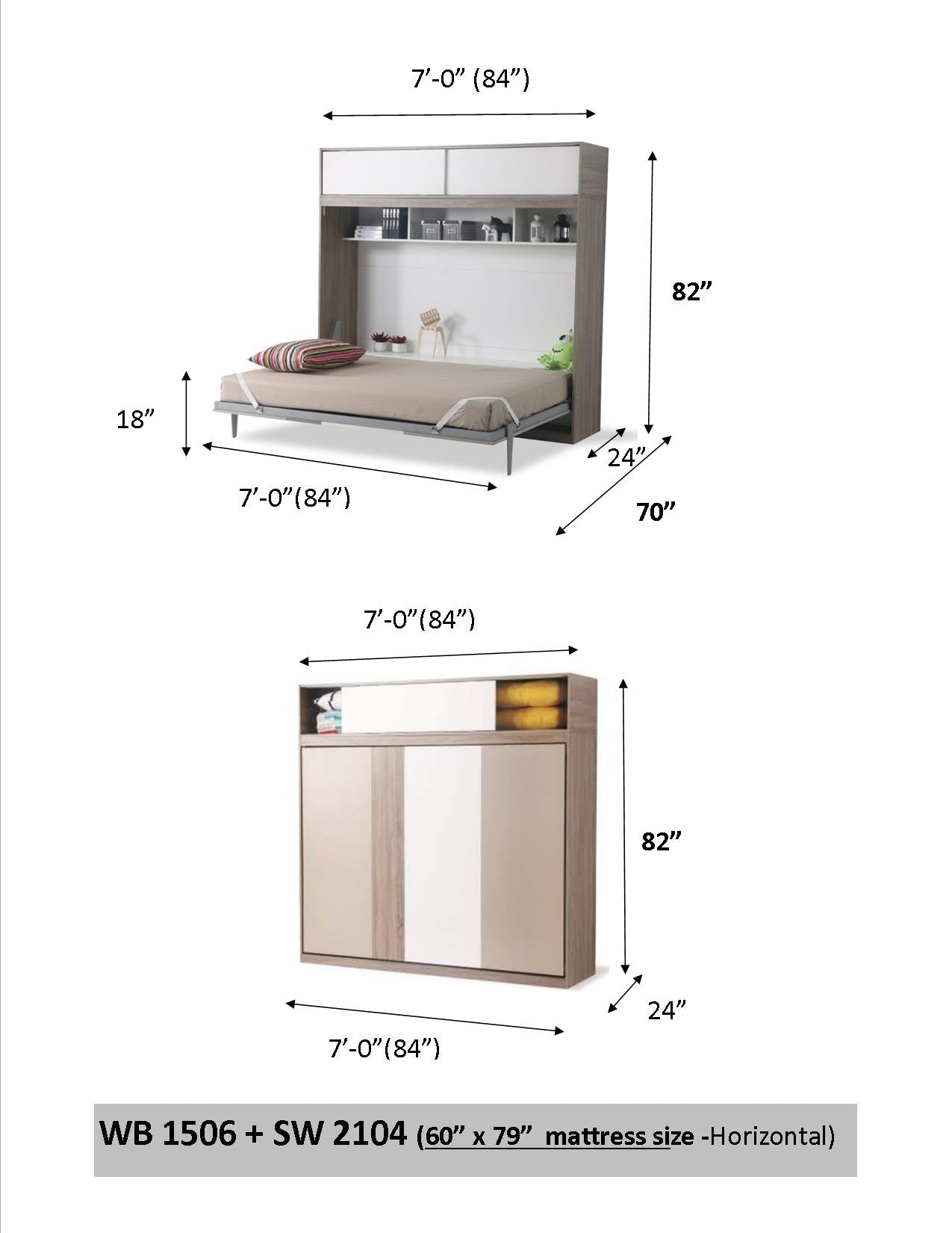 Murphy Bed WB1506-W Queen