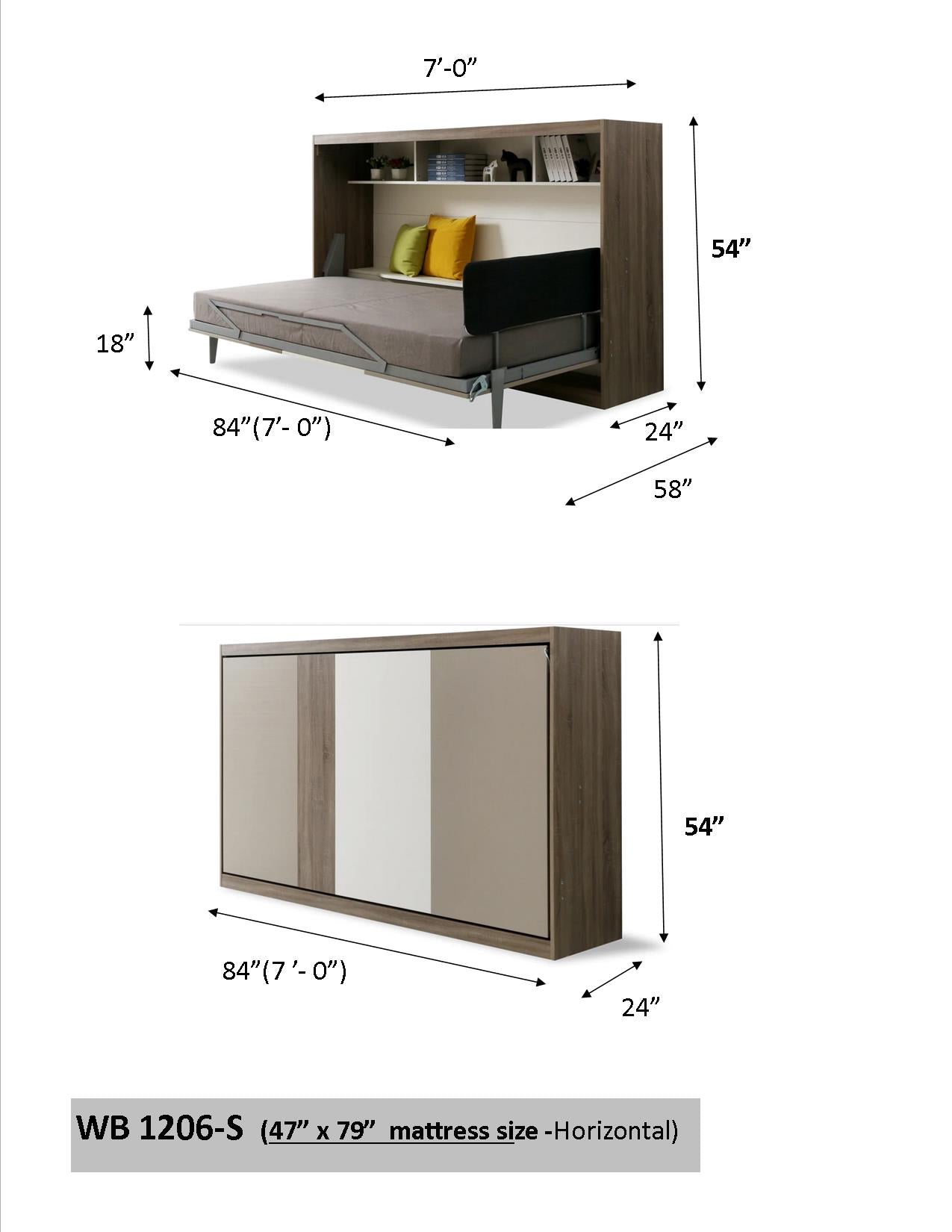 Murphy Bed WB1206(Plaza y Media)