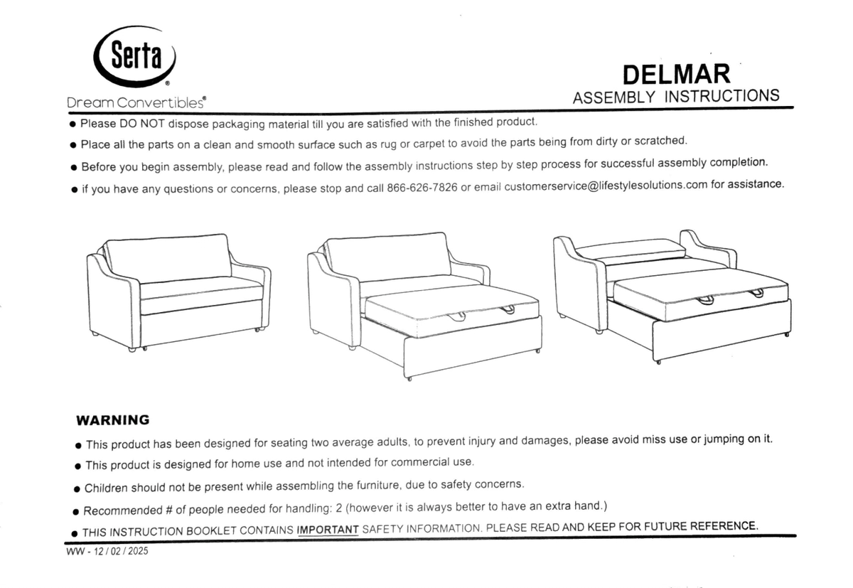 Full Serta sofa bed DELMAR