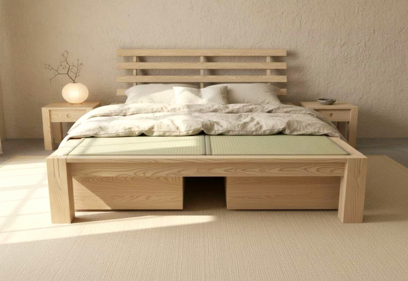 Tatami Bed w/Slatted Headboard