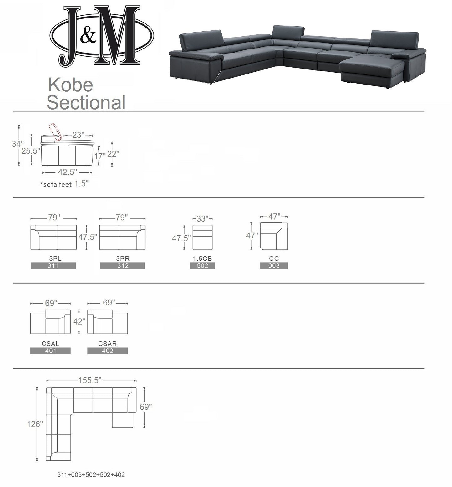KOBE Sectional italian Sofa