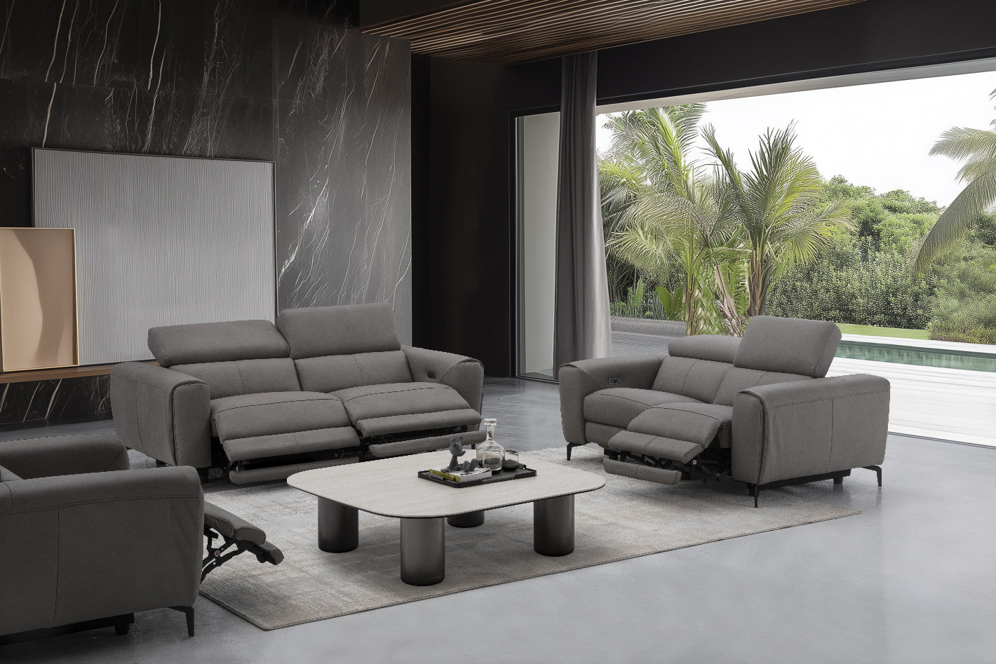 Lorenzo Sofa Set in Truffle Grey