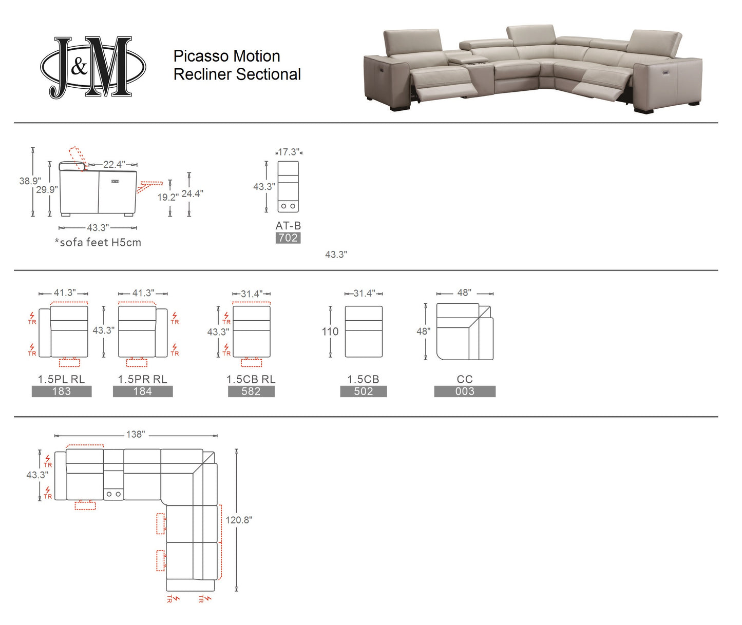 Picasso Sectional italian Sofa