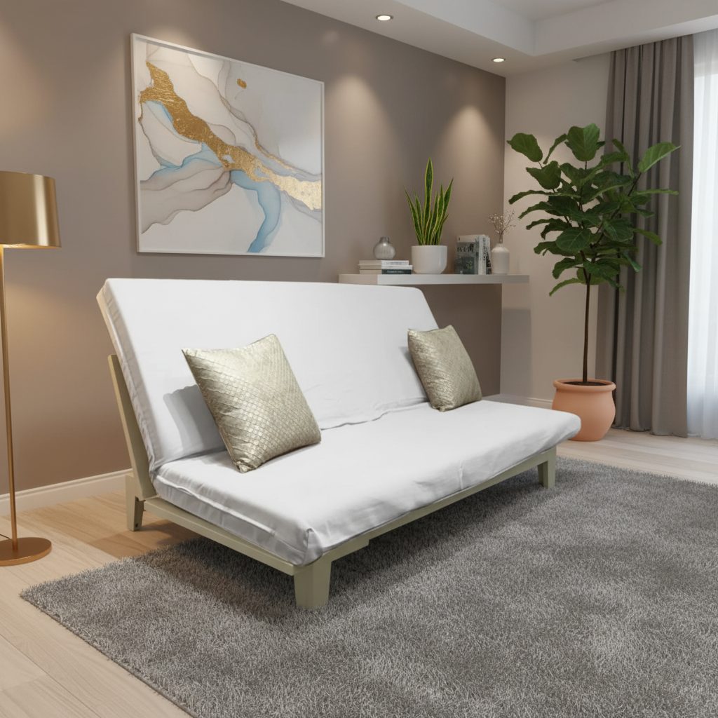Futón con fondo decorativo moderno