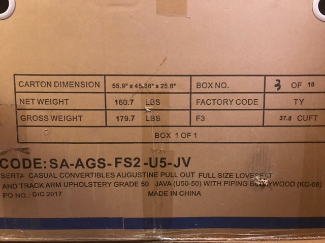 Full Serta sofa bed AGUSTINE