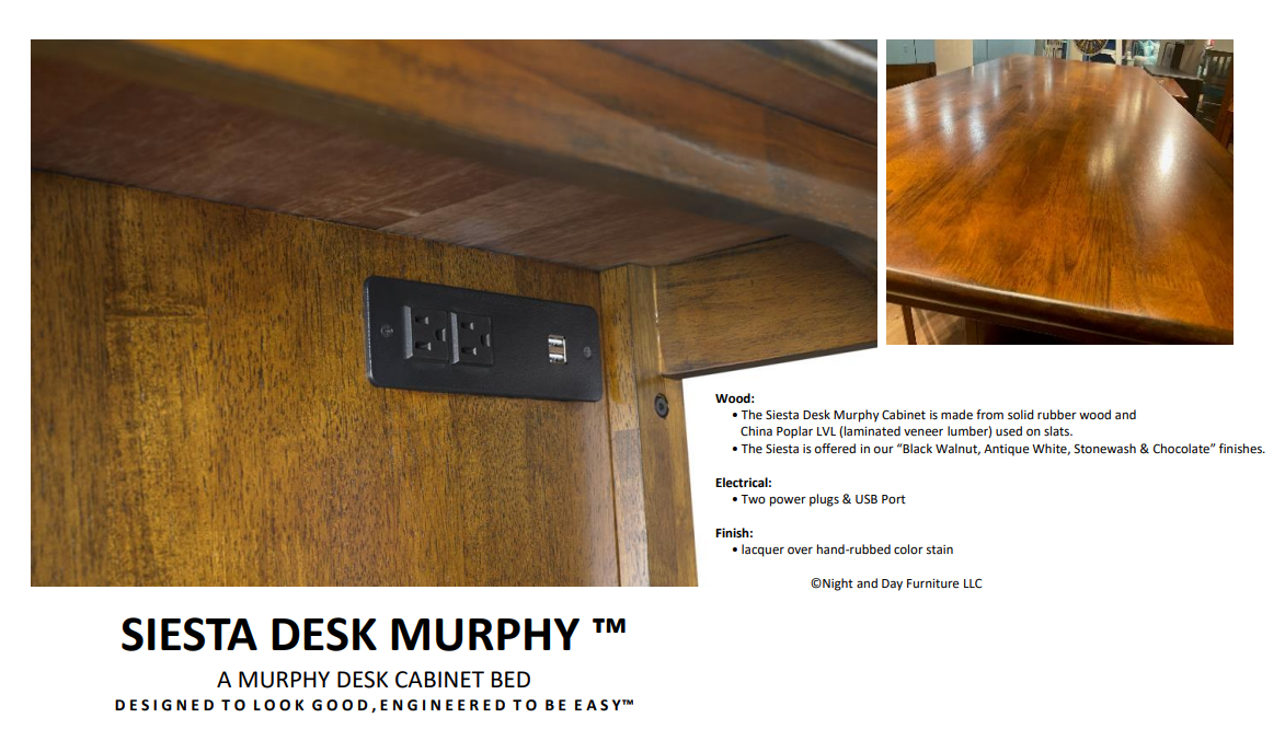 Murphy Siesta Desk bed Twin